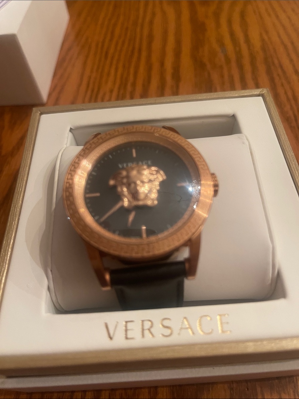 Versace Rose Gold Medusa Dial Men’s Watch with Black Strap